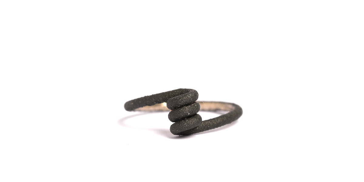 minimal ring made of steel, black